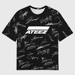 Футболка оверсайз мужская ATEEZ БЕЛЫЕ АВТОГРАФЫ УЗОР, цвет: 3D-принт