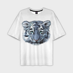 Футболка оверсайз мужская Взгляд белого тигра, цвет: 3D-принт
