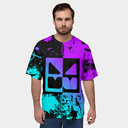Футболка оверсайз мужская GEOMETRY DASH NEON LEVELS SMILE, цвет: 3D-принт — фото 2