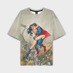 Футболка оверсайз мужская The Kiss of Superman and Wonder Woman, цвет: 3D-принт