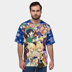 Футболка оверсайз мужская НОВЫЙ ГОД В ГЕНШИН ИМПАКТ, ВСЕ ГЕРОИ ИГРЫ, цвет: 3D-принт — фото 2