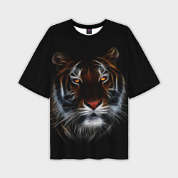 Мужская футболка оверсайз Тигр в Темноте Глаза Зверя