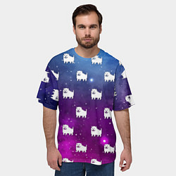 Футболка оверсайз мужская UNDERTALE DOGS PATTERN SPACE, цвет: 3D-принт — фото 2