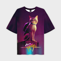 Мужская футболка оверсайз Stray cat кот бродяга