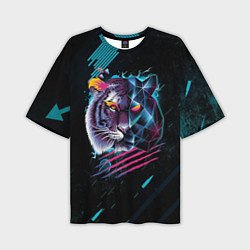Мужская футболка оверсайз Разноцветный тигр