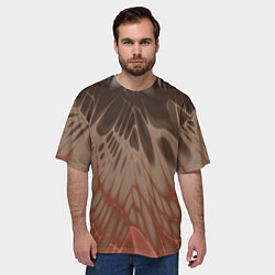 Футболка оверсайз мужская Коллекция Rays Лучи Коричневый Абстракция 662-27-w, цвет: 3D-принт — фото 2