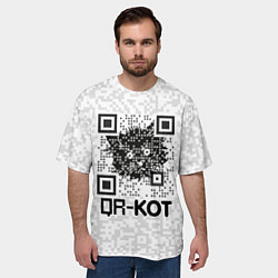 Футболка оверсайз мужская QR код котик, цвет: 3D-принт — фото 2