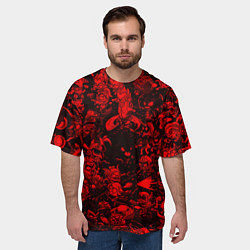 Футболка оверсайз мужская DOTA 2 HEROES RED PATTERN ДОТА 2, цвет: 3D-принт — фото 2