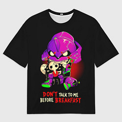 Мужская футболка оверсайз DONT TALK TO ME BEFORE BREAKFAST - Evangelion