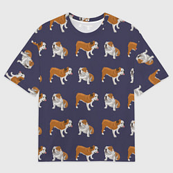 Футболка оверсайз мужская Английские бульдоги паттерн, цвет: 3D-принт