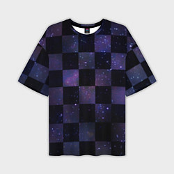 Мужская футболка оверсайз Space Neon Chessboard