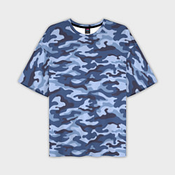Футболка оверсайз мужская Синий Камуфляж Camouflage, цвет: 3D-принт