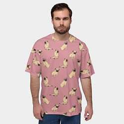 Футболка оверсайз мужская Мопсы паттерн, цвет: 3D-принт — фото 2