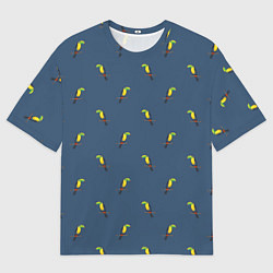 Футболка оверсайз мужская Тукан паттерн, цвет: 3D-принт