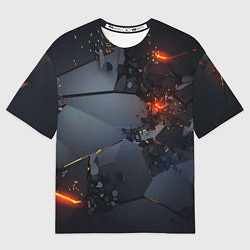 Футболка оверсайз мужская НЕОНОВЫЙ ВЗРЫВ ПЛИТЫ, ОБЛОМКИ NEON EXPLOSION, цвет: 3D-принт