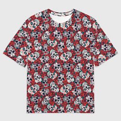Мужская футболка оверсайз Skulls & roses