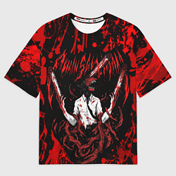Футболка оверсайз мужская Человек бензопила в крови Chainsaw Man, цвет: 3D-принт