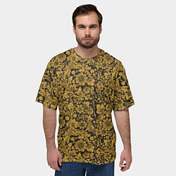 Футболка оверсайз мужская Золотые Цветы хохлома, цвет: 3D-принт — фото 2