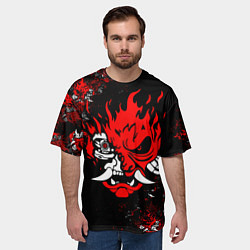 Футболка оверсайз мужская SAMURAI CYBERPUNK 2077 LOGO, цвет: 3D-принт — фото 2