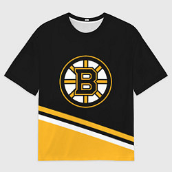 Мужская футболка оверсайз Бостон Брюинз, Boston Bruins Диагональные полосы