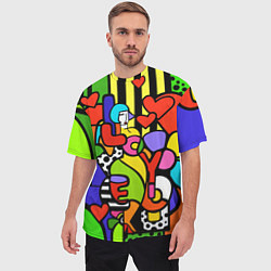 Футболка оверсайз мужская Romero Britto - love you, цвет: 3D-принт — фото 2