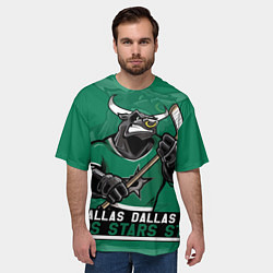 Футболка оверсайз мужская Dallas Stars, Даллас Старз, цвет: 3D-принт — фото 2