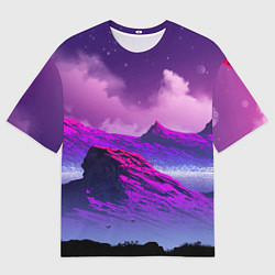 Футболка оверсайз мужская Горы Закат Аниме, цвет: 3D-принт