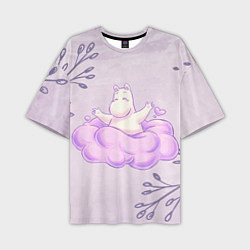 Мужская футболка оверсайз Муми-тролль и счастливое облако