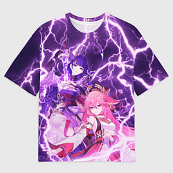 Футболка оверсайз мужская Genshin Impact - Яэ и Эи, цвет: 3D-принт
