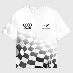 Футболка оверсайз мужская Audi Quattro, Ауди Кватро, Финишный флаг, цвет: 3D-принт