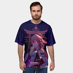 Футболка оверсайз мужская Genshin Impact - Гудзи Яэ Мико, цвет: 3D-принт — фото 2