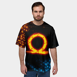 Футболка оверсайз мужская GOD OF WAR CRATOS FIRE SYMBOL RUNE, цвет: 3D-принт — фото 2