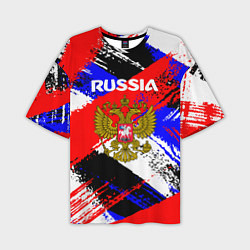 Мужская футболка оверсайз Russia Геометрия патриотизм
