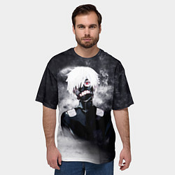 Футболка оверсайз мужская Токийский Гуль в Дыму Tokyo Ghoul Smoke, цвет: 3D-принт — фото 2