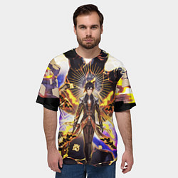 Футболка оверсайз мужская Чжун Ли в ульте Genshin Impact, цвет: 3D-принт — фото 2