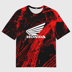 Футболка оверсайз мужская Honda следы от шин, цвет: 3D-принт