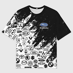 Футболка оверсайз мужская Subaru - Паттерн логотипов авто, цвет: 3D-принт