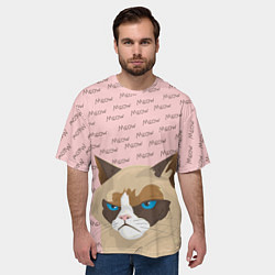 Футболка оверсайз мужская Angry Cat Злой кот, цвет: 3D-принт — фото 2
