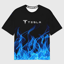 Футболка оверсайз мужская Tesla Fire, цвет: 3D-принт