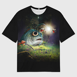 Футболка оверсайз мужская Рыба в лесу, цвет: 3D-принт