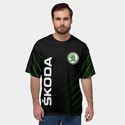 Футболка оверсайз мужская Skoda Шкода Полосы, цвет: 3D-принт — фото 2
