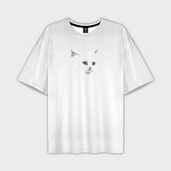 Мужская футболка оверсайз Белый незаметный кот