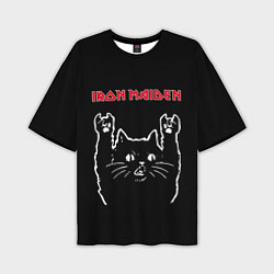 Мужская футболка оверсайз Iron Maiden Рок кот