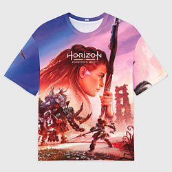 Мужская футболка оверсайз Horizon Forbidden West game poster