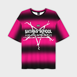 Футболка оверсайз мужская Satan school for bad boys and girls pink, цвет: 3D-принт