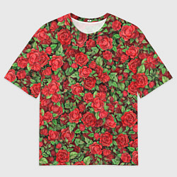 Футболка оверсайз мужская Букет алых роз, цвет: 3D-принт