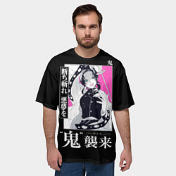 Футболка оверсайз мужская Шинобу Кочо с мечом, цвет: 3D-принт — фото 2