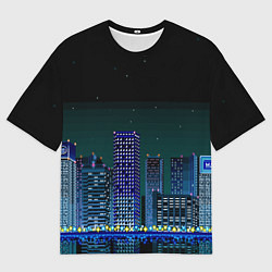 Мужская футболка оверсайз Пиксельный ретро город