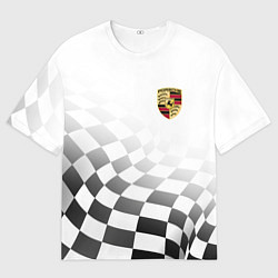Мужская футболка оверсайз Porsche Порше Финишный флаг