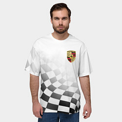 Футболка оверсайз мужская Porsche Порше Финишный флаг, цвет: 3D-принт — фото 2